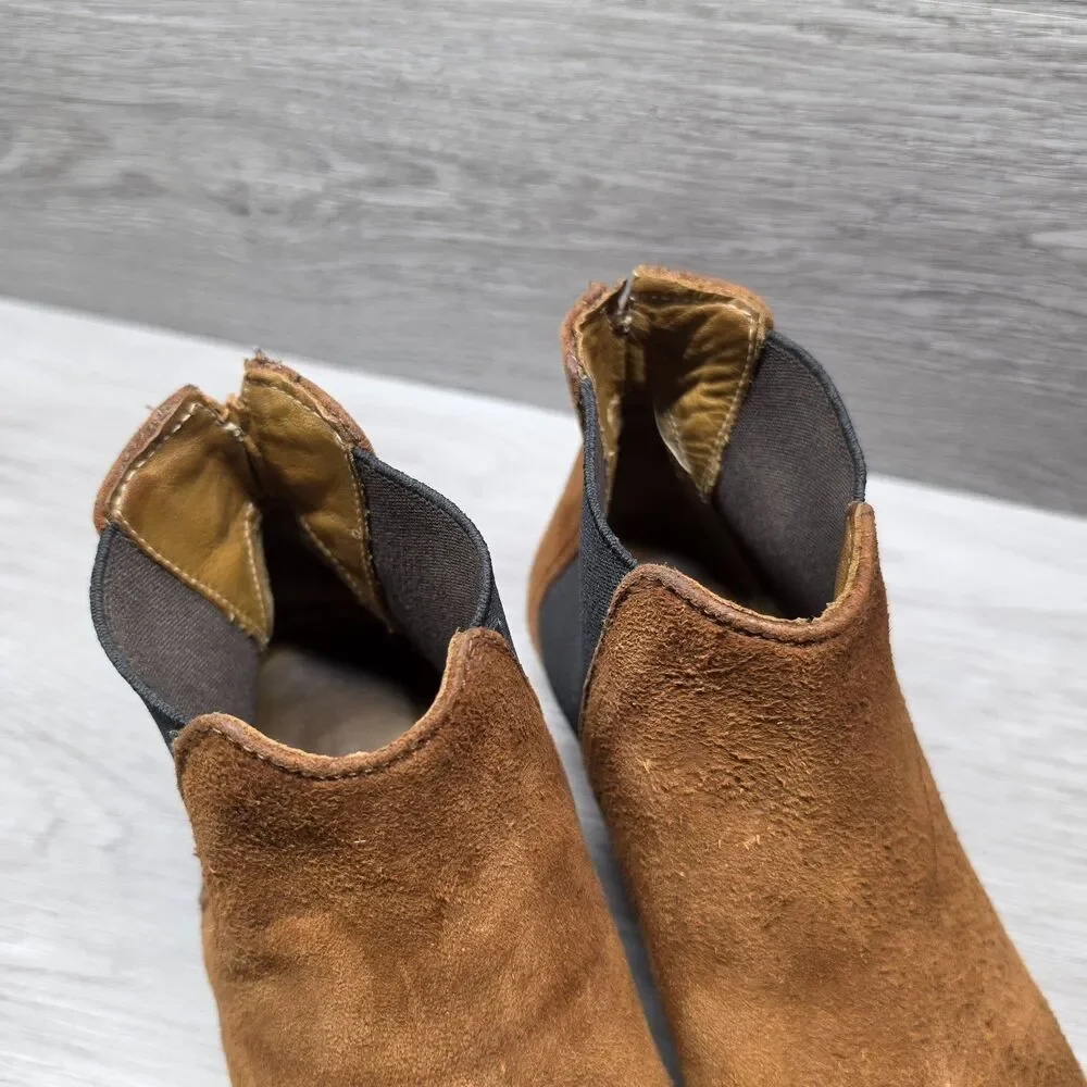 Billy Reid Mens Brown Suede Chelsea Boots Hand Made In Italy Size 7.5 M Ankle